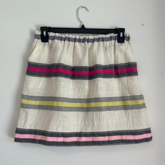 NWT lemlem Striped Skirt with Pockets, Cream, Pink, Multi, Women's Size Large - Picture 1 of 9